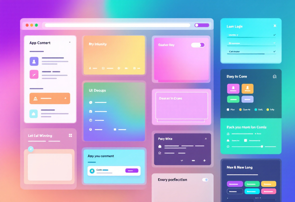 colorfull web UI wireframe dummy concept along with HTML code