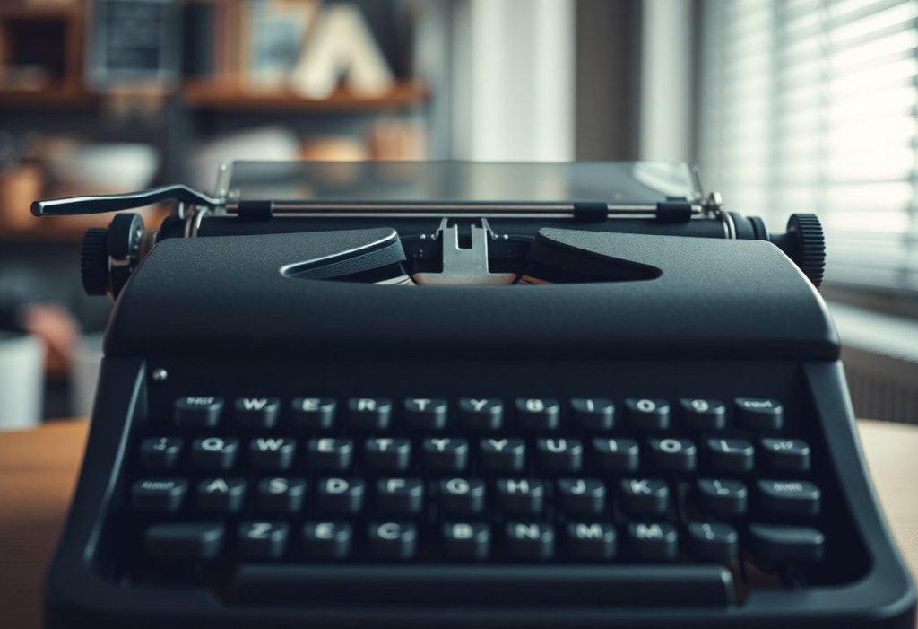modern typewriter. stock image, dynamic perspective
