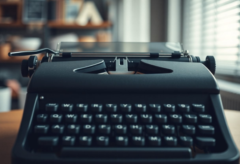 modern typewriter. stock image, dynamic perspective