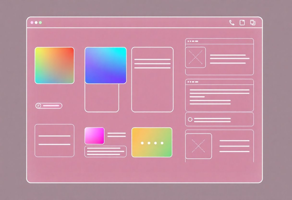 web UI colorful wireframe design concept